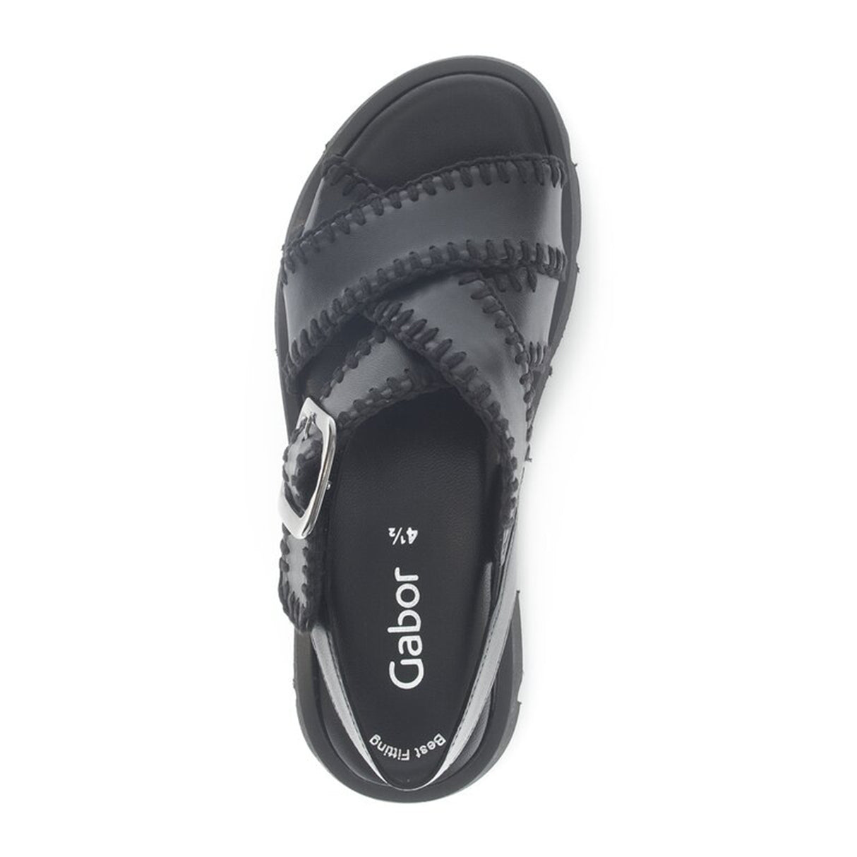 Gabor 751 Stitch Platform Backstrap Sandal (Women) - Lamm Nappa/Schwarz Sandal - Backstrap - The Heel Shoe Fitters