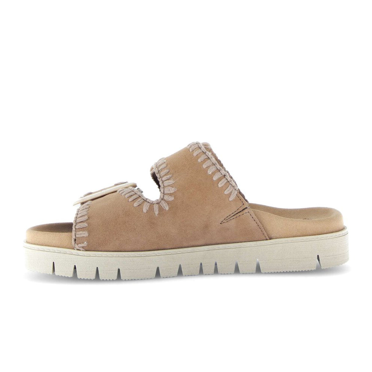 Gabor 741 Stitch Slide Sandal (Women) - Samtchevreau/Walnut Sandal - Slide - The Heel Shoe Fitters