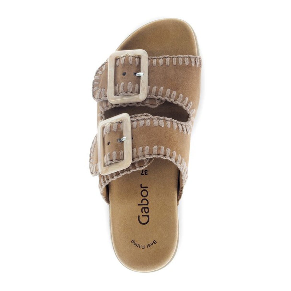 Gabor 741 Stitch Slide Sandal (Women) - Samtchevreau/Walnut Sandal - Slide - The Heel Shoe Fitters
