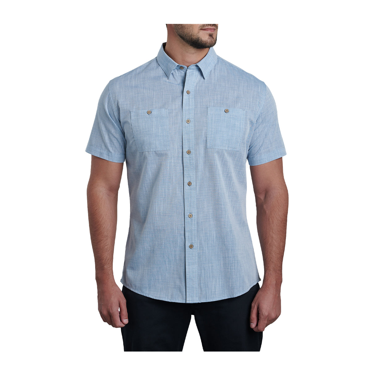 Kuhl Karib Stripe Short Sleeve Shirt (Men) - Horizon Blue Apparel - Top - ShortSleeve - The Heel Shoe Fitters