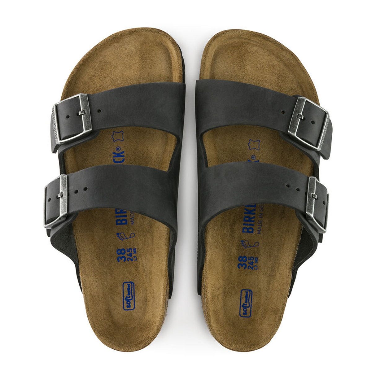 Birkenstock Arizona Soft Footbed Narrow Slide Sandal (Unisex) - Black Oiled Leather Sandal - Slide - The Heel Shoe Fitters