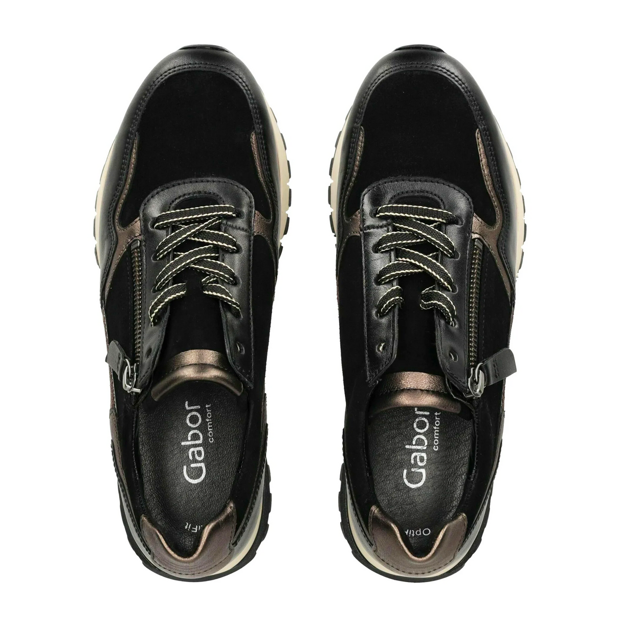 Gabor 378 Kinsey Sneaker (Women) - Schwarz/Mohair/Smog Athletic - Casual - Lace Up - The Heel Shoe Fitters