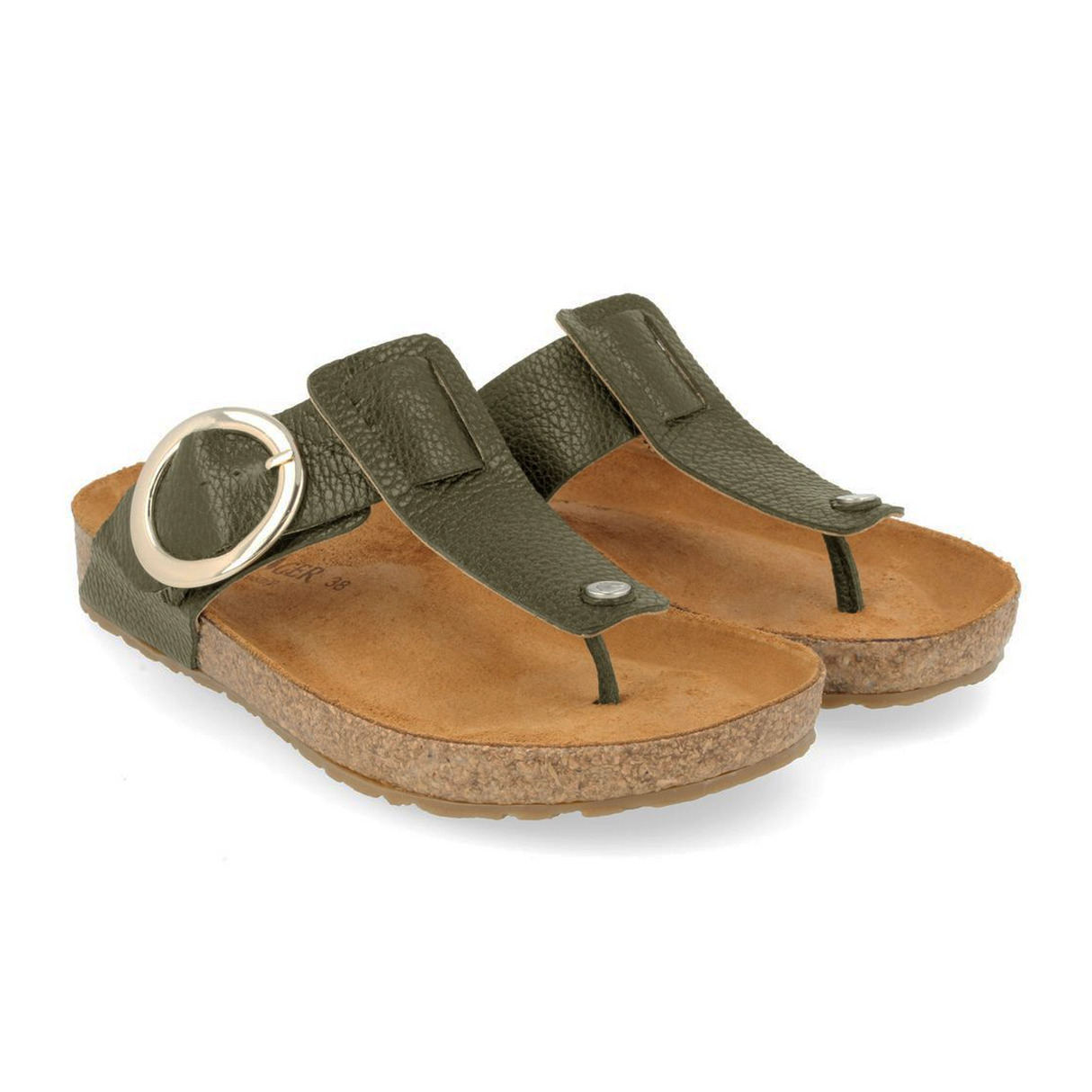 Haflinger Round Buckle Corinna Sandal (Women) - Olive Pebble