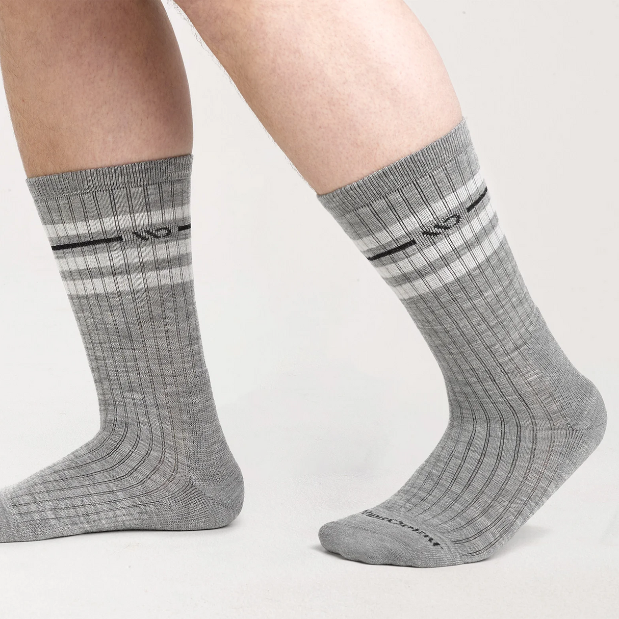 Wide Open Vintage Stripe Cushioned Crew Sock (Men) - Light Gray Accessories - Socks - Lifestyle - The Heel Shoe Fitters