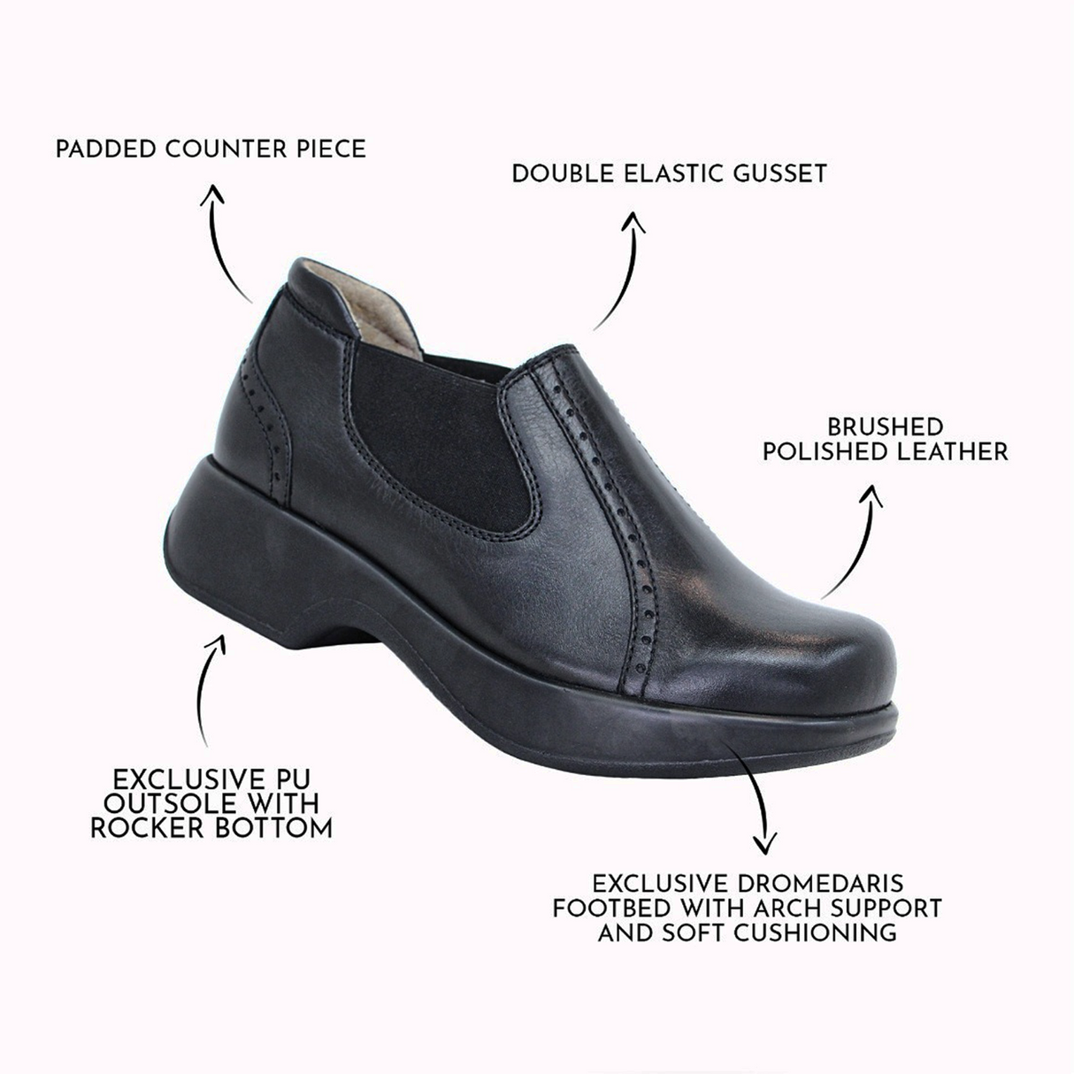 Dromedaris Falcon Slip On (Women) - Black Dress-Casual - Slip On - The Heel Shoe Fitters