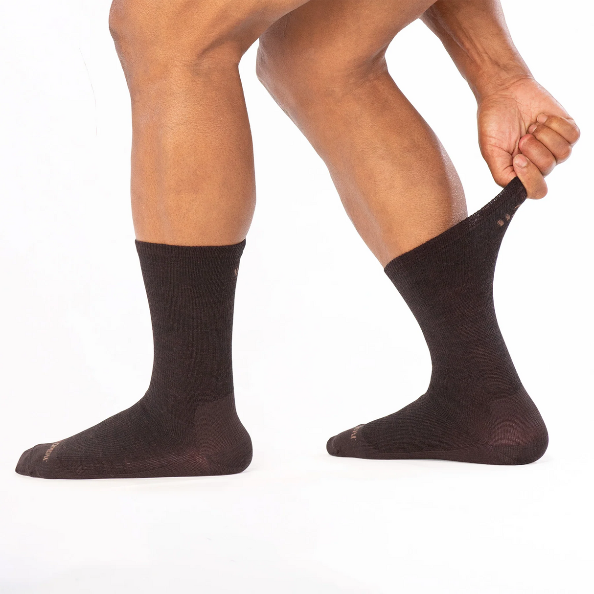Wide Open Solid Lightweight Crew Sock (Men) - Walnut Accessories - Socks - Lifestyle - The Heel Shoe Fitters