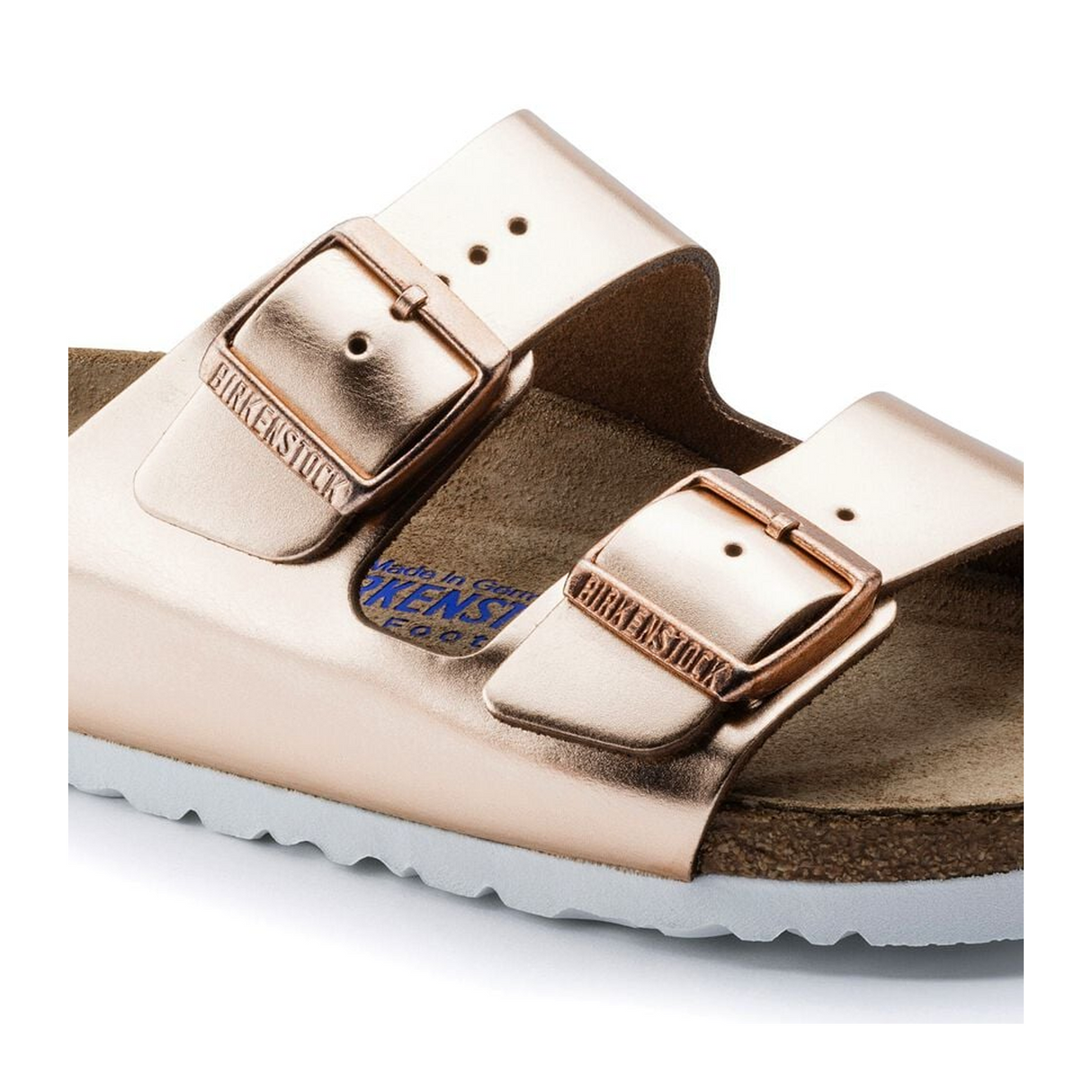 Birkenstock Arizona Soft Footbed Slide Sandal (Women) - Metallic Copper Sandal - Slide - The Heel Shoe Fitters