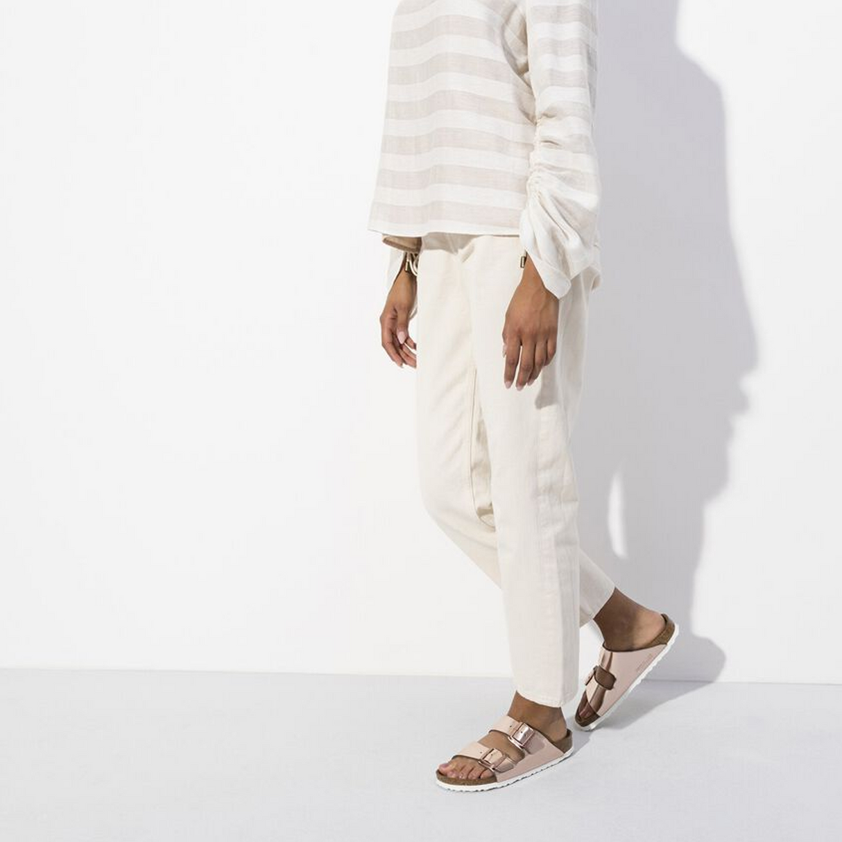 Birkenstock Arizona Soft Footbed Narrow Slide Sandal (Women) - Metallic Copper Sandal - Slide - The Heel Shoe Fitters