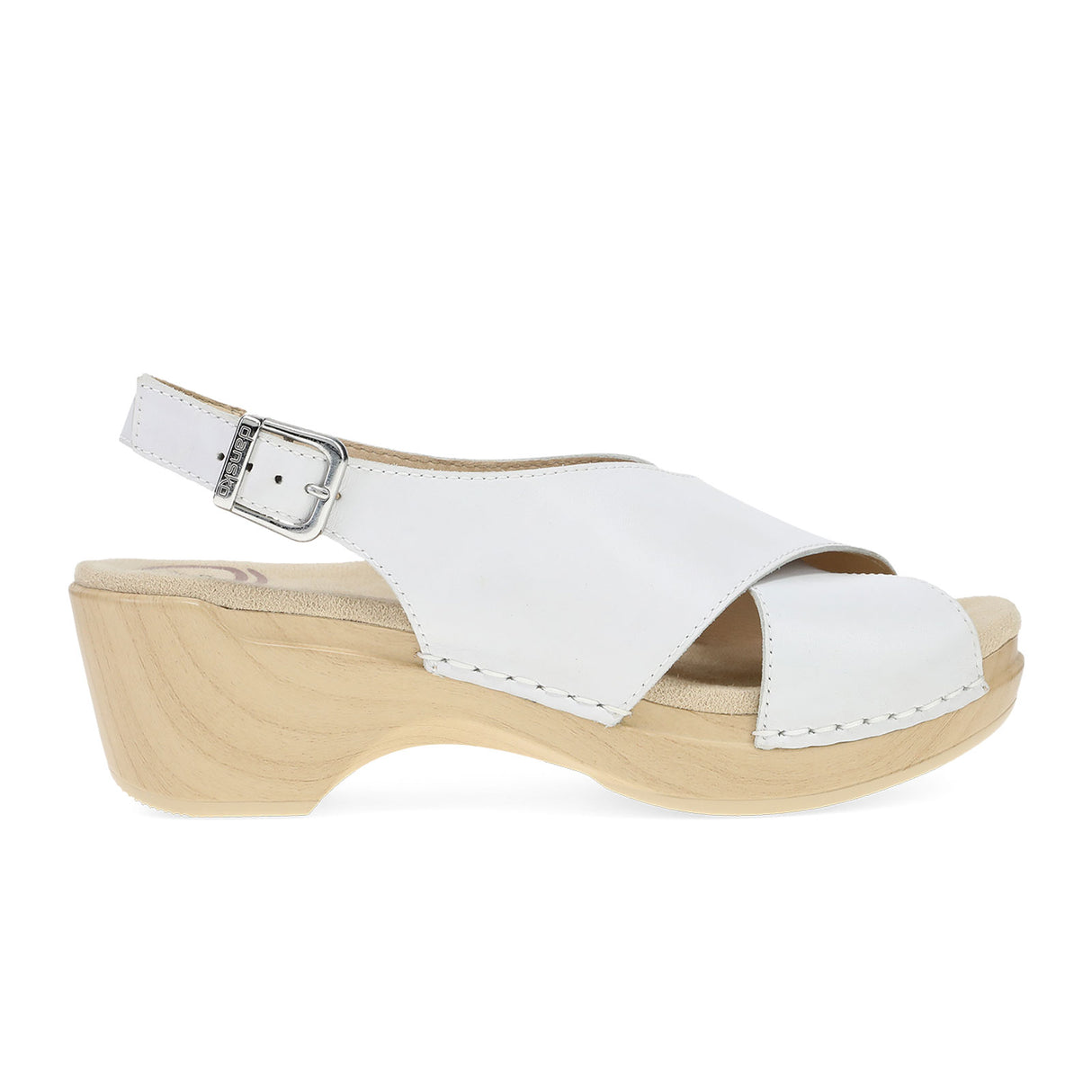 Dansko Sloane Wedge Sandal (Women) - White Full Grain Sandal - Heel/Wedge - The Heel Shoe Fitters