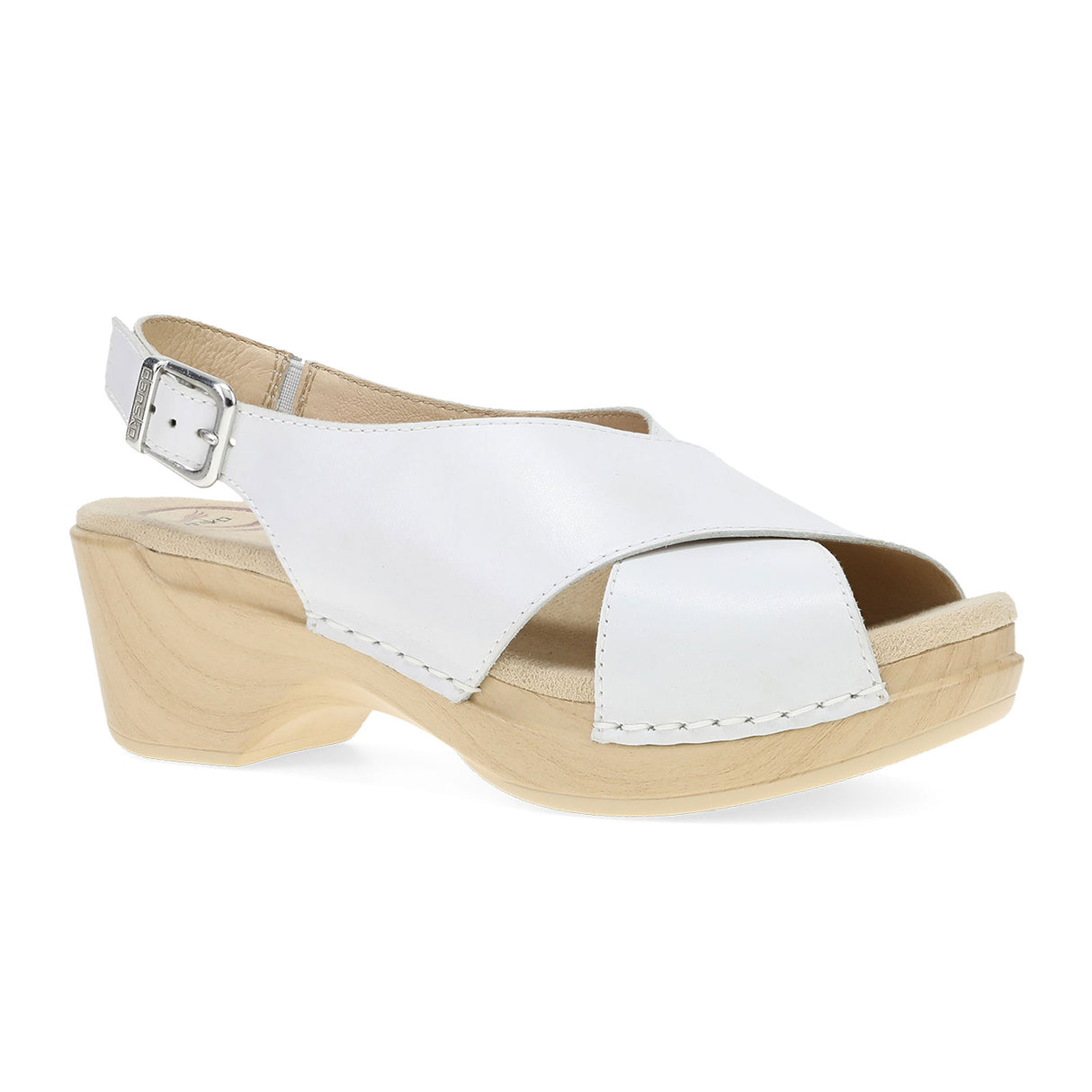 Dansko Sloane Wedge Sandal (Women) - White Full Grain Sandal - Heel/Wedge - The Heel Shoe Fitters