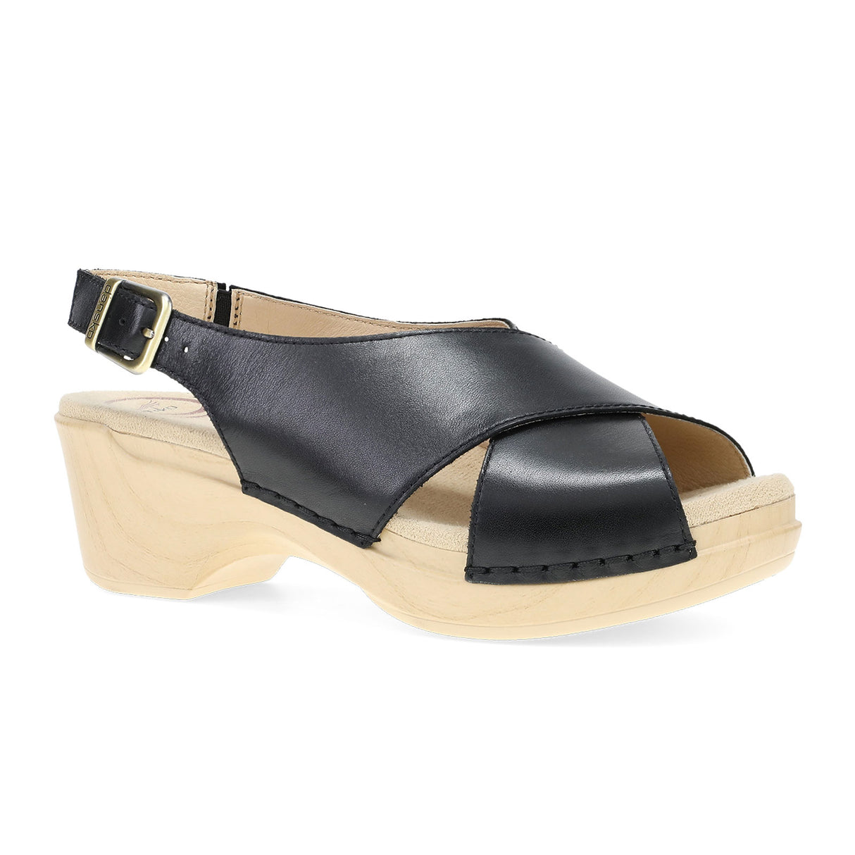 Dansko Sloane Wedge Sandal (Women) - Black Calf Sandal - Heel/Wedge - The Heel Shoe Fitters