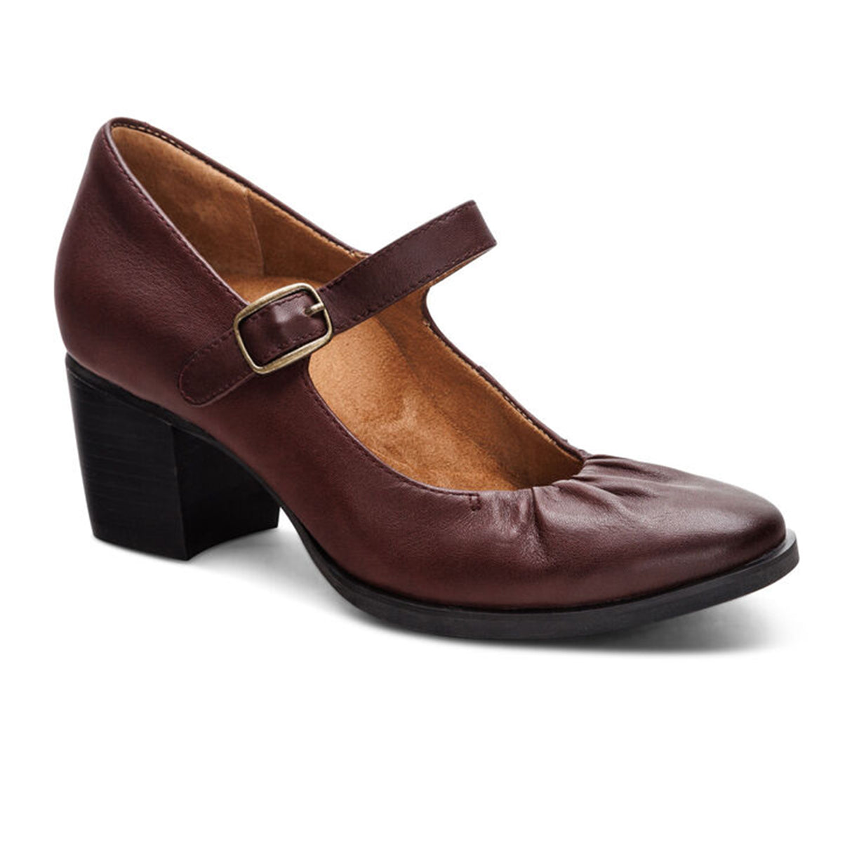 Aetrex Sara Heeled Mary Jane (Women) - Burgundy Dress-Casual - Heels - The Heel Shoe Fitters