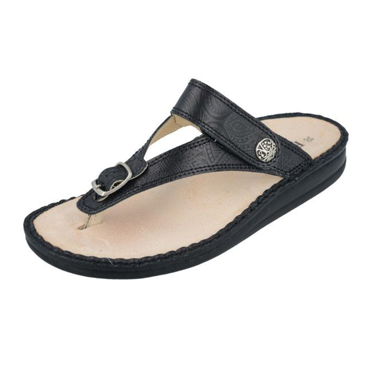 Finn Comfort Alexandria Sandal (Women) - Schwarz Arabesque Sandal - Thong - The Heel Shoe Fitters