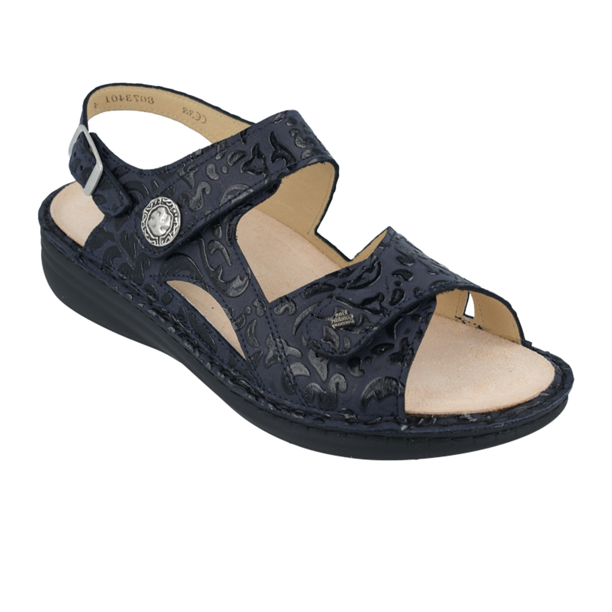 Finn Comfort Barbuda Backstrap Sandal (Women) - Blue Arabesque Sandal - Backstrap - The Heel Shoe Fitters