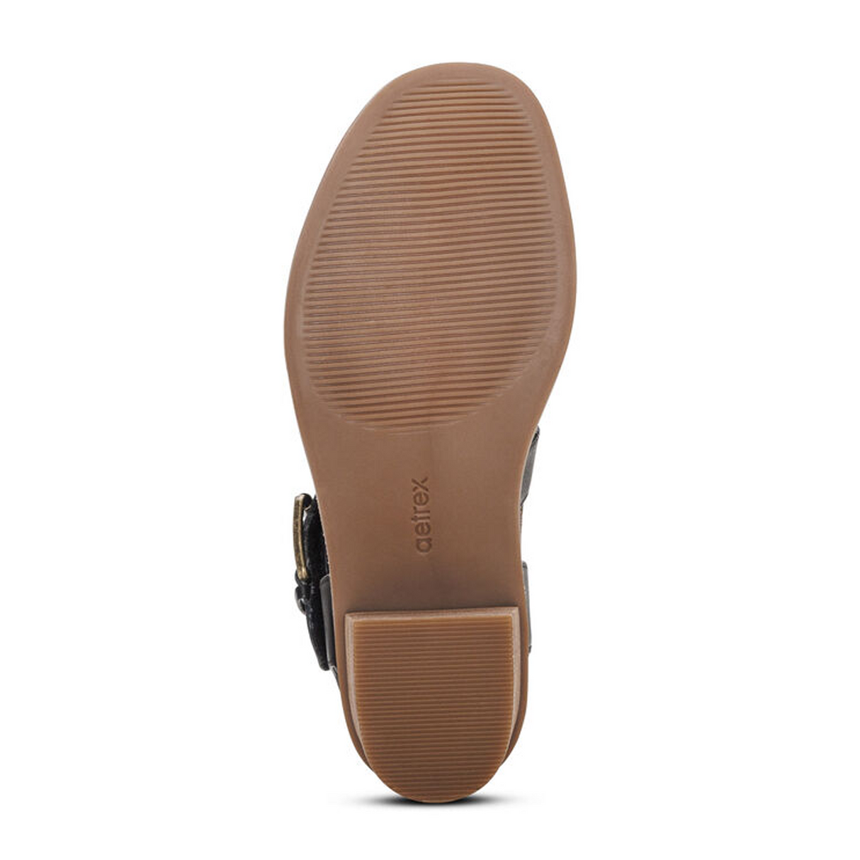 Aetrex Kristin Heeled Sandal (Women) - Black Leather Sandal - Heel/Wedge - The Heel Shoe Fitters