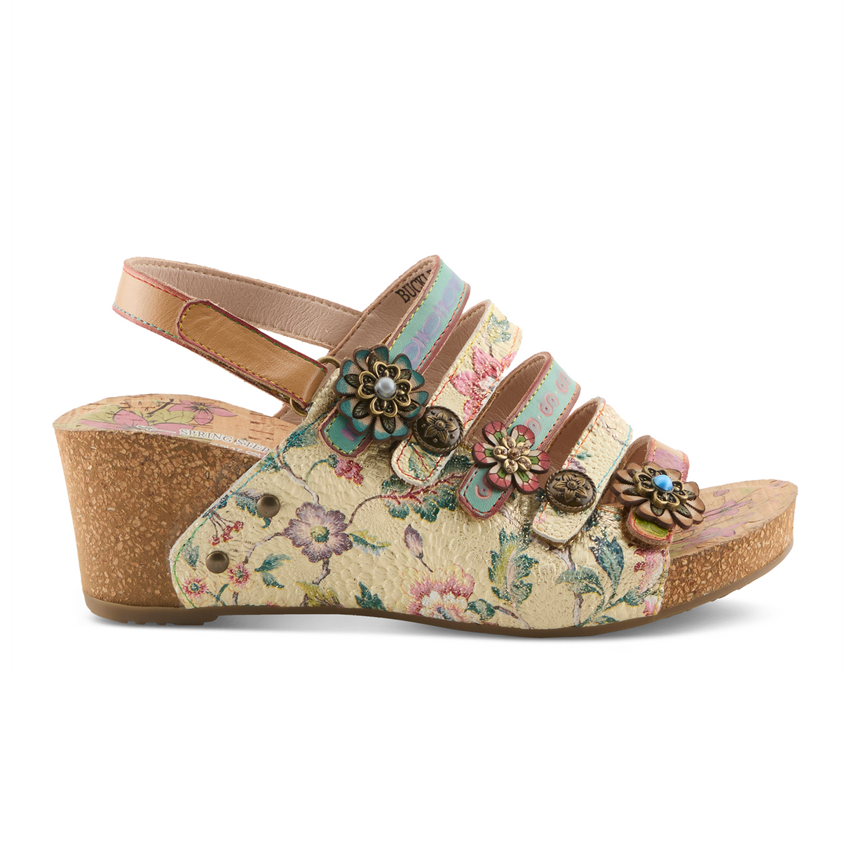L'Artiste Buckleitup Wedge Sandal (Women) - Mint Multi Sandal - Heel/Wedge - The Heel Shoe Fitters