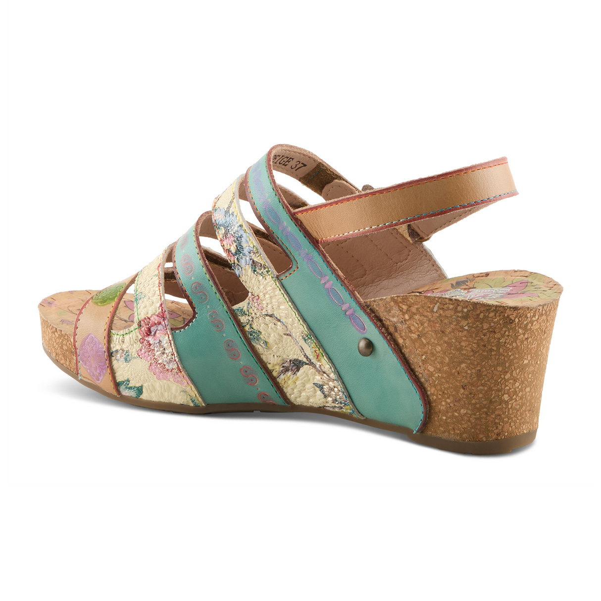 L'Artiste Buckleitup Wedge Sandal (Women) - Mint Multi Sandal - Heel/Wedge - The Heel Shoe Fitters