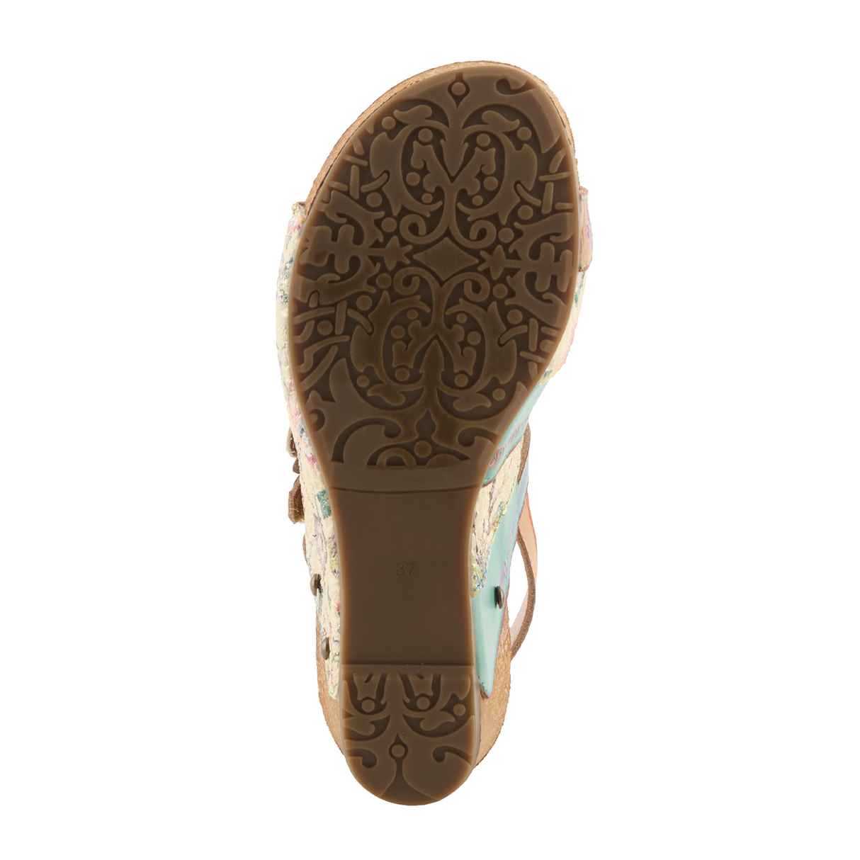 L'Artiste Buckleitup Wedge Sandal (Women) - Mint Multi Sandal - Heel/Wedge - The Heel Shoe Fitters