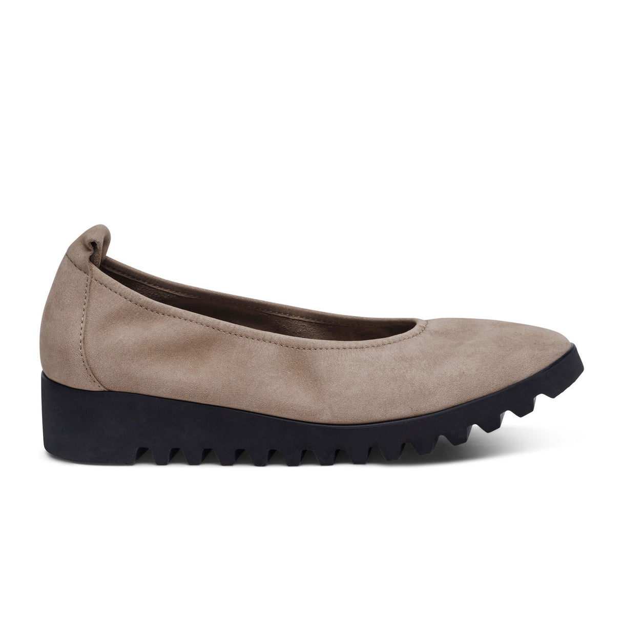 Aetrex Brianna Ballet Flat (Women) - Taupe Dress-Casual - Flat - The Heel Shoe Fitters