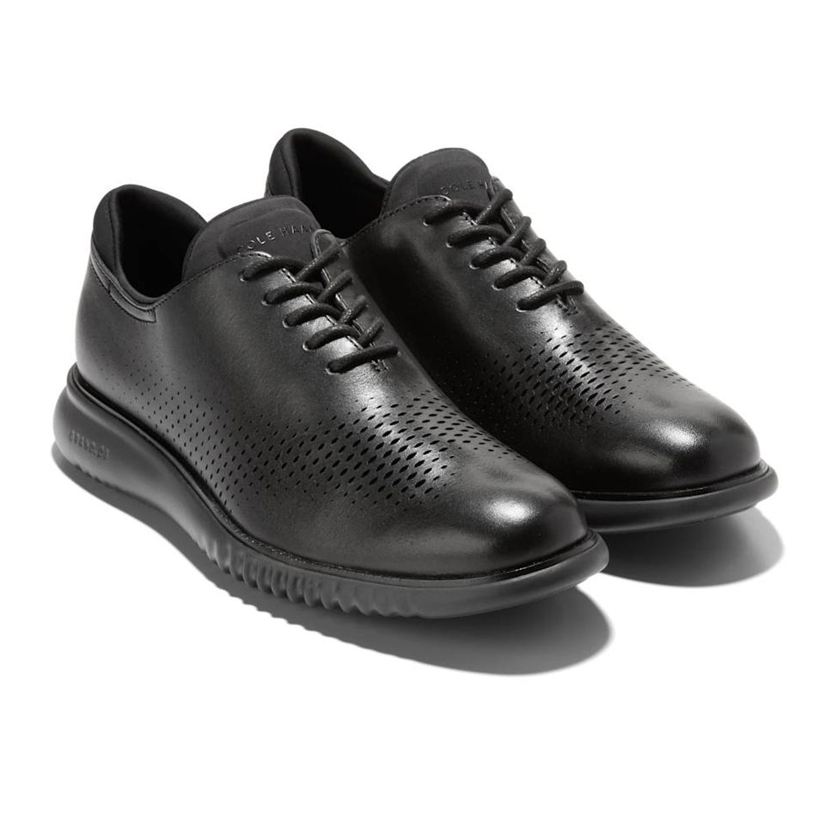 Cole Haan Zerogrand Laser Lined Wingtip Oxford (Men) - Black Leather/Black Dress-Casual - Oxford - The Heel Shoe Fitters