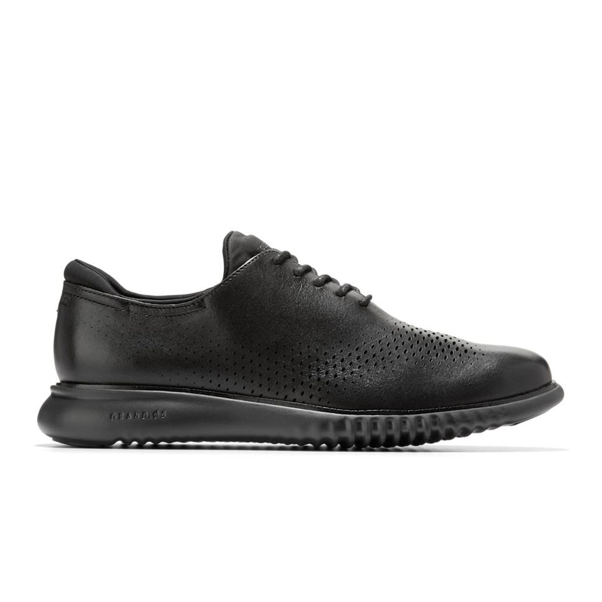Cole Haan Zerogrand Laser Lined Wingtip Oxford (Men) - Black Leather/Black Dress-Casual - Oxford - The Heel Shoe Fitters