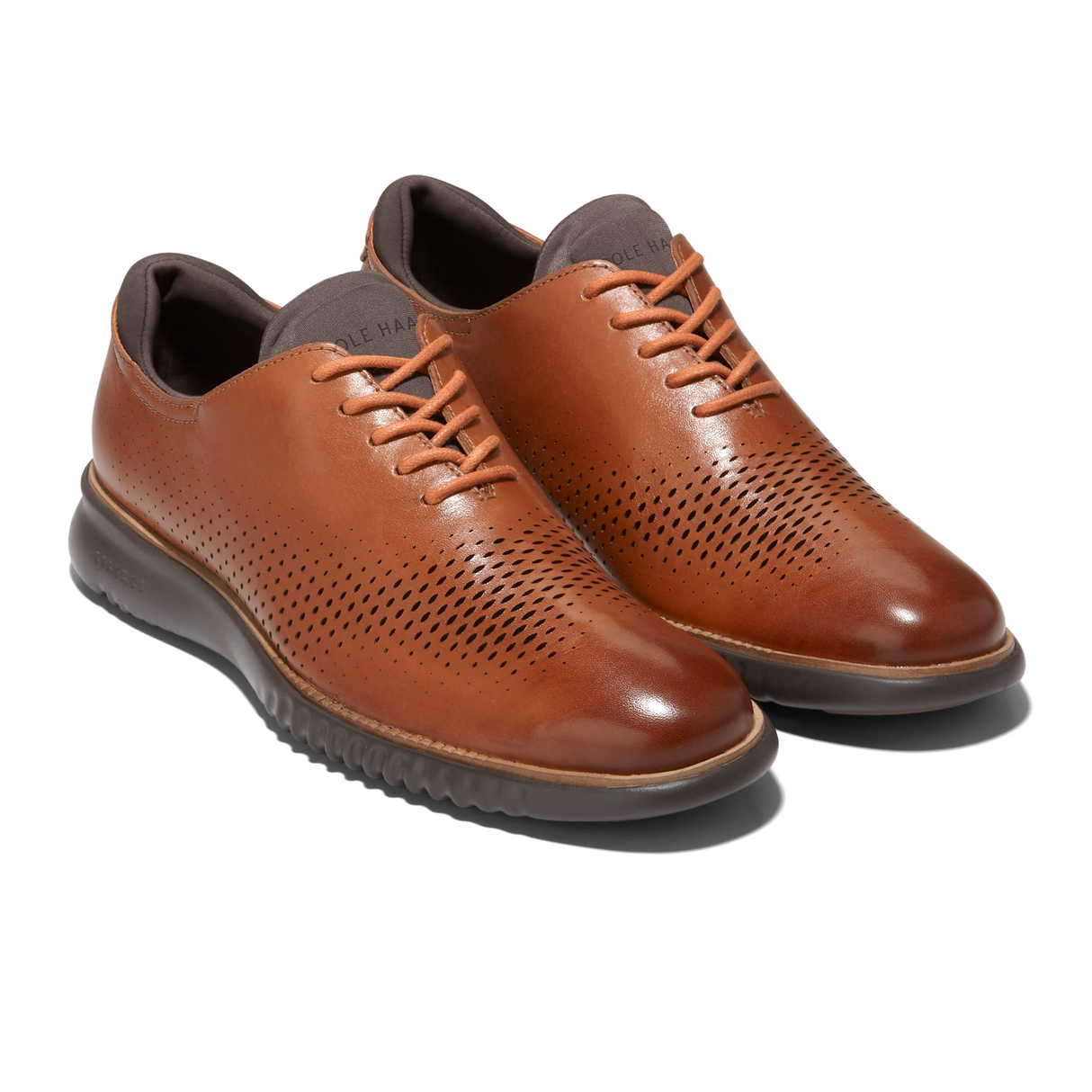 Cole Haan Zerogrand Laser Lined Wingtip Oxford (Men) - British Tan/Java Dress-Casual - Oxford - The Heel Shoe Fitters