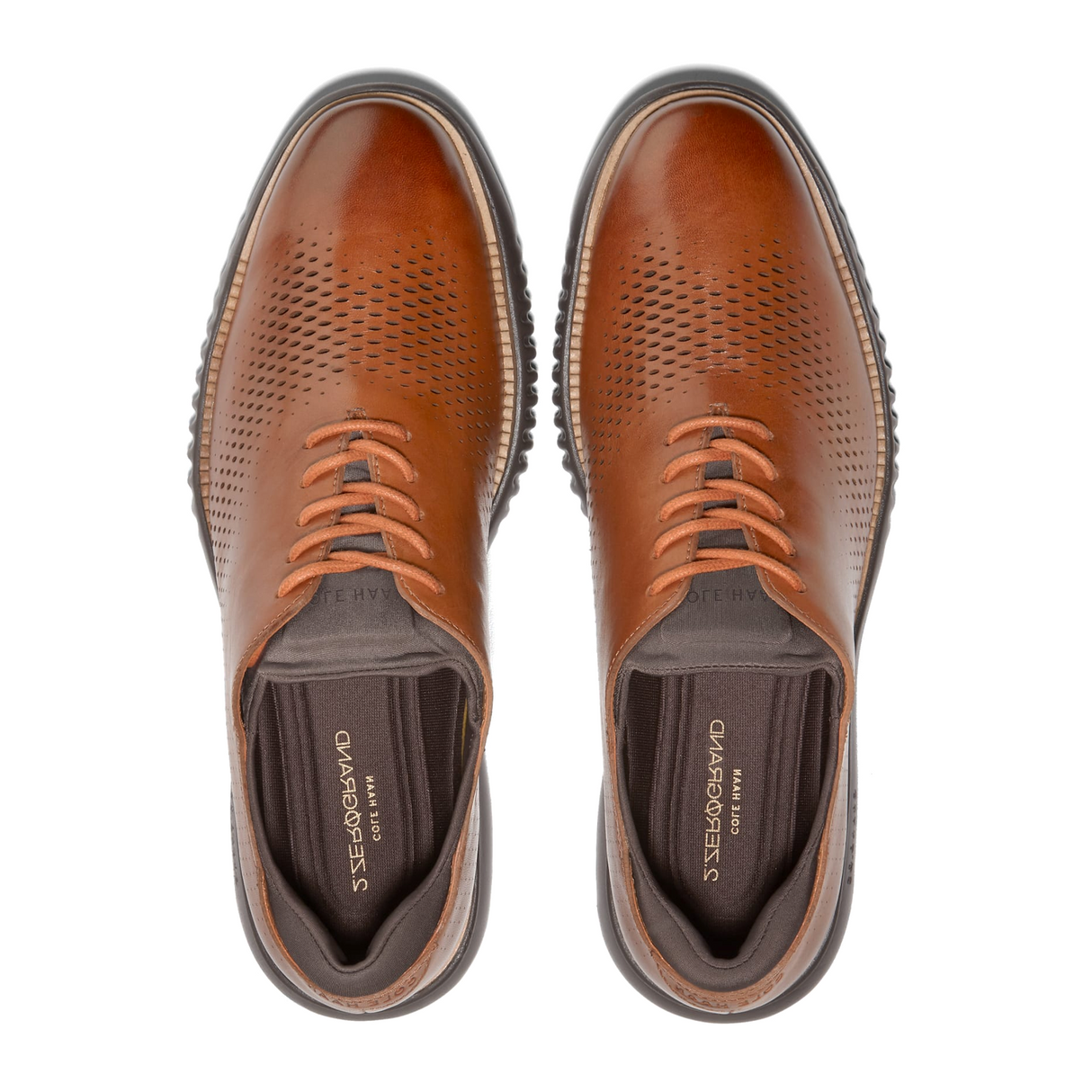 Cole Haan Zerogrand Laser Lined Wingtip Oxford (Men) - British Tan/Java Dress-Casual - Oxford - The Heel Shoe Fitters