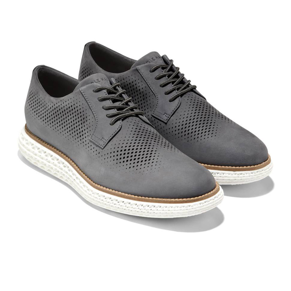 Cole Haan OriginalGrand 2.0 Laser Oxford (Men) - Magnet Nubuck/Optic White Dress-Casual - Oxford - The Heel Shoe Fitters