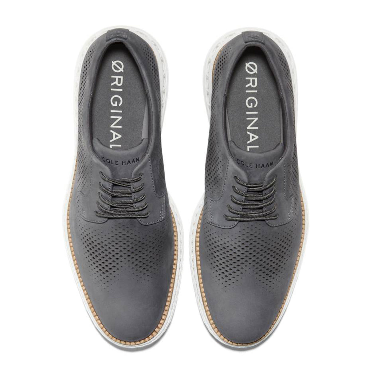 Cole Haan OriginalGrand 2.0 Laser Oxford (Men) - Magnet Nubuck/Optic White Dress-Casual - Oxford - The Heel Shoe Fitters