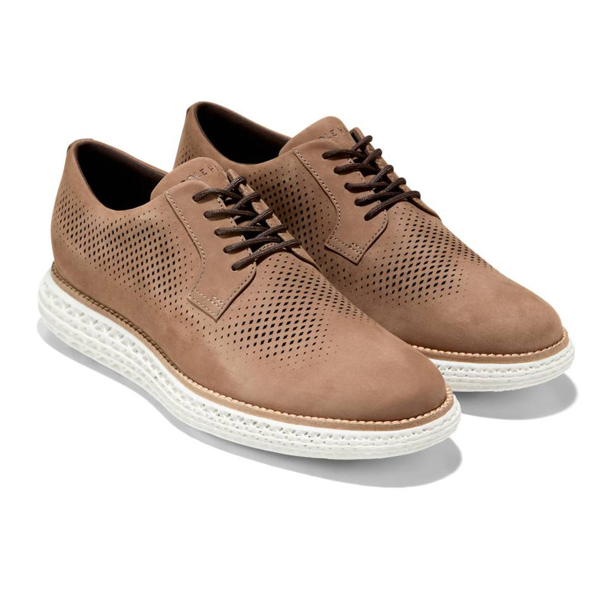 Cole Haan OriginalGrand 2.0 Laser Oxford (Men) - Light Whiskey Nubuck/Optic White Dress-Casual - Oxford - The Heel Shoe Fitters