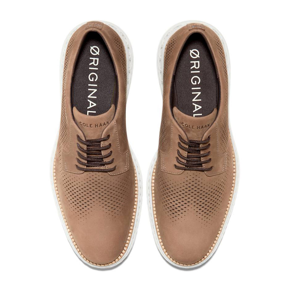 Cole Haan OriginalGrand 2.0 Laser Oxford (Men) - Light Whiskey Nubuck/Optic White Dress-Casual - Oxford - The Heel Shoe Fitters