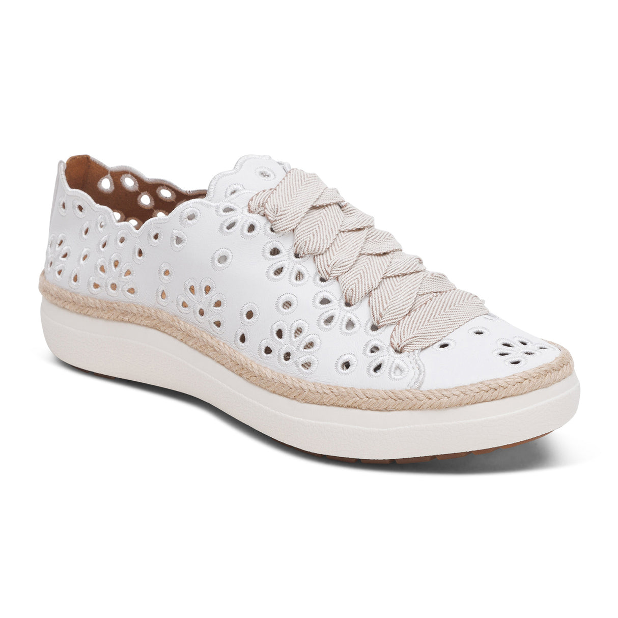 Aetrex Charlotte Sneaker (Women) - White Athletic - Casual - Lace Up - The Heel Shoe Fitters