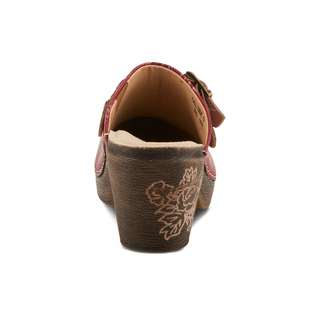 L'Artiste Calliroe Heeled Clog (Women) - Dark Red Multi Dress-Casual - Clogs & Mules - The Heel Shoe Fitters