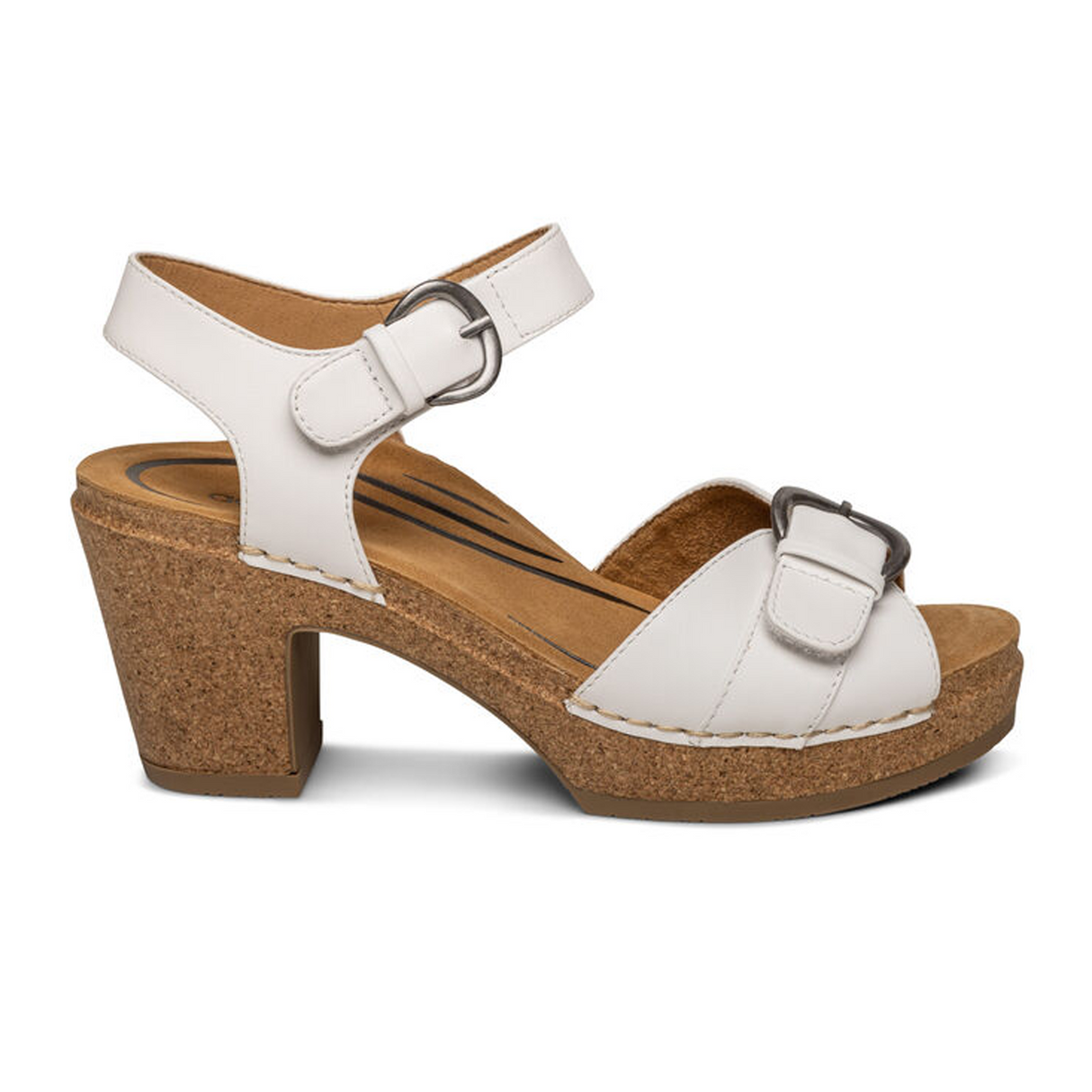 Aetrex Tory Heeled Sandal (Women) - White Sandal - Heel/Wedge - The Heel Shoe Fitters