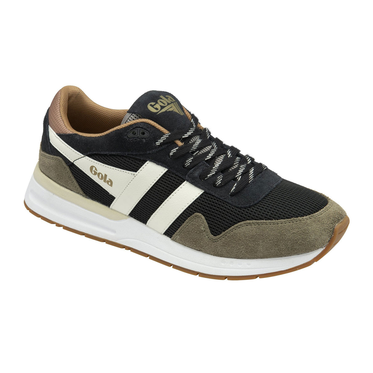 Gola Delta Sneaker (Men) - Black/Khaki/Off White Athletic - Casual - Lace Up - The Heel Shoe Fitters