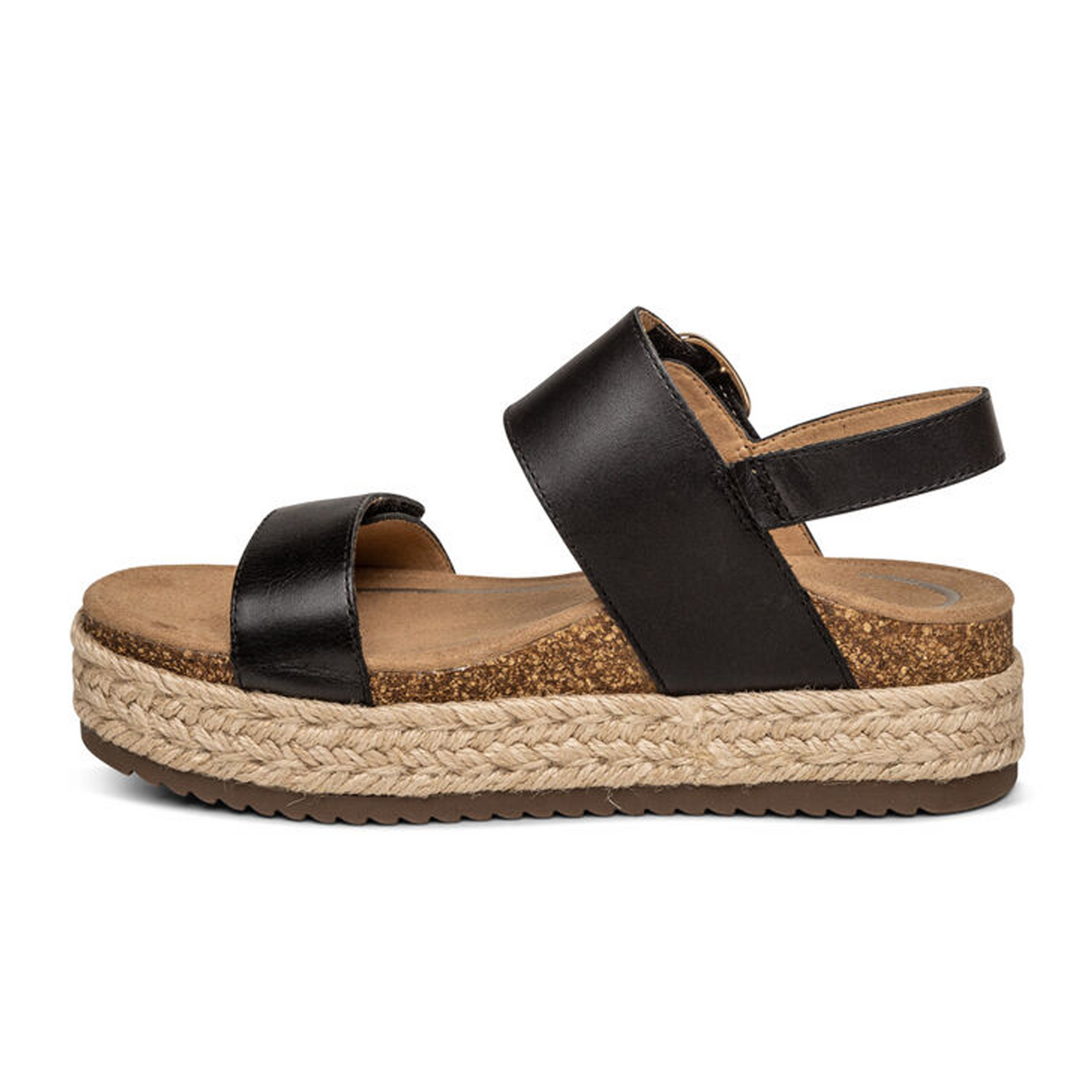 Aetrex Vania Platform Sandal (Women) - Black Sandal - Backstrap - The Heel Shoe Fitters