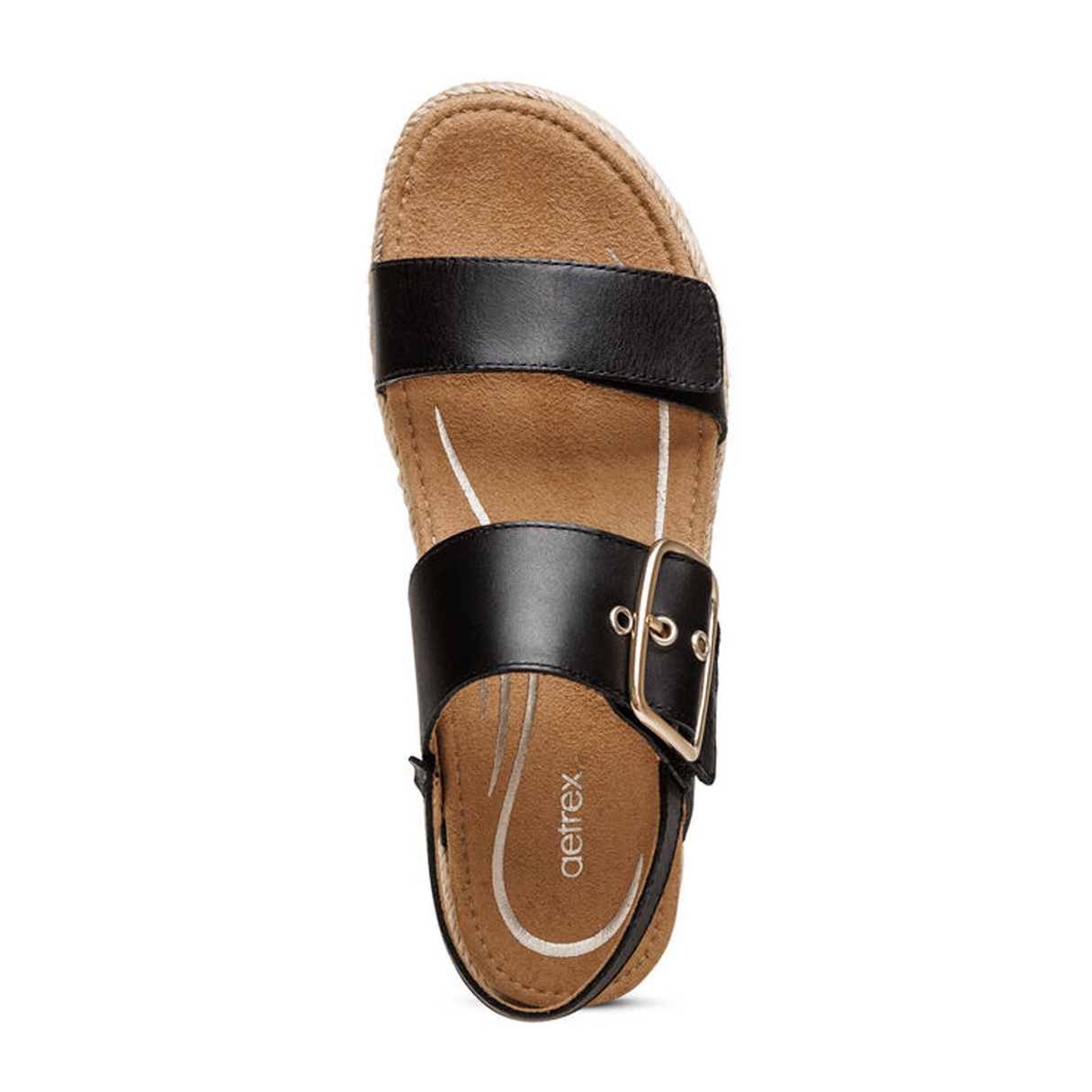 Aetrex Vania Platform Sandal (Women) - Black Sandal - Backstrap - The Heel Shoe Fitters