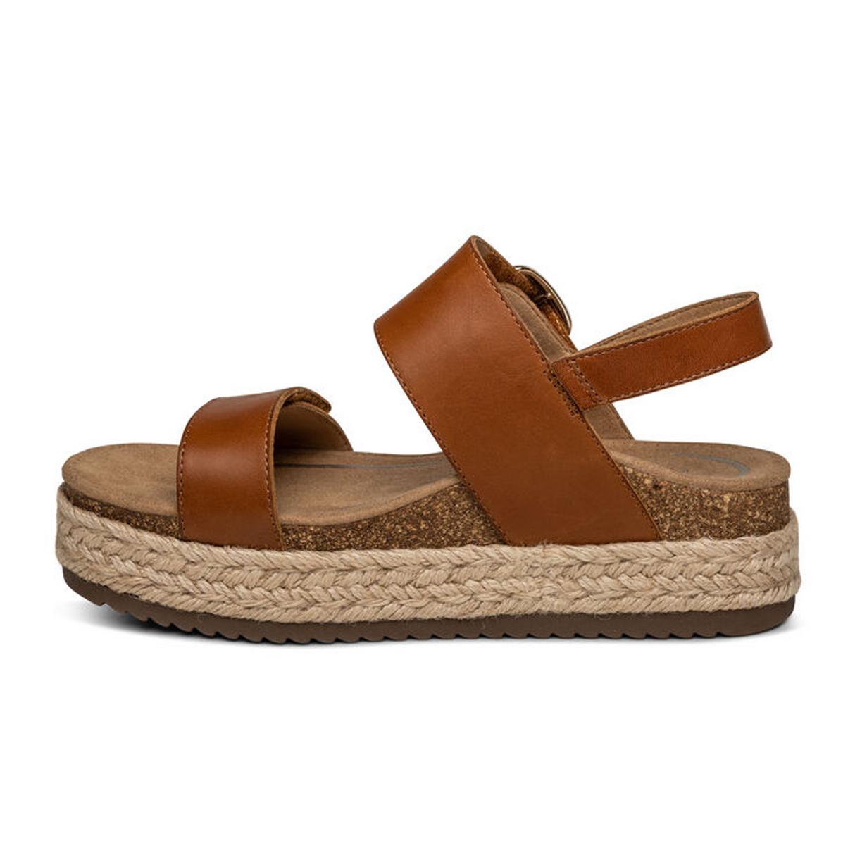Aetrex Vania Platform Sandal (Women) - Cognac Sandal - Backstrap - The Heel Shoe Fitters