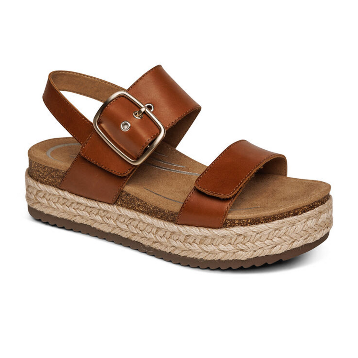 Aetrex Vania Platform Sandal (Women) - Cognac Sandal - Backstrap - The Heel Shoe Fitters
