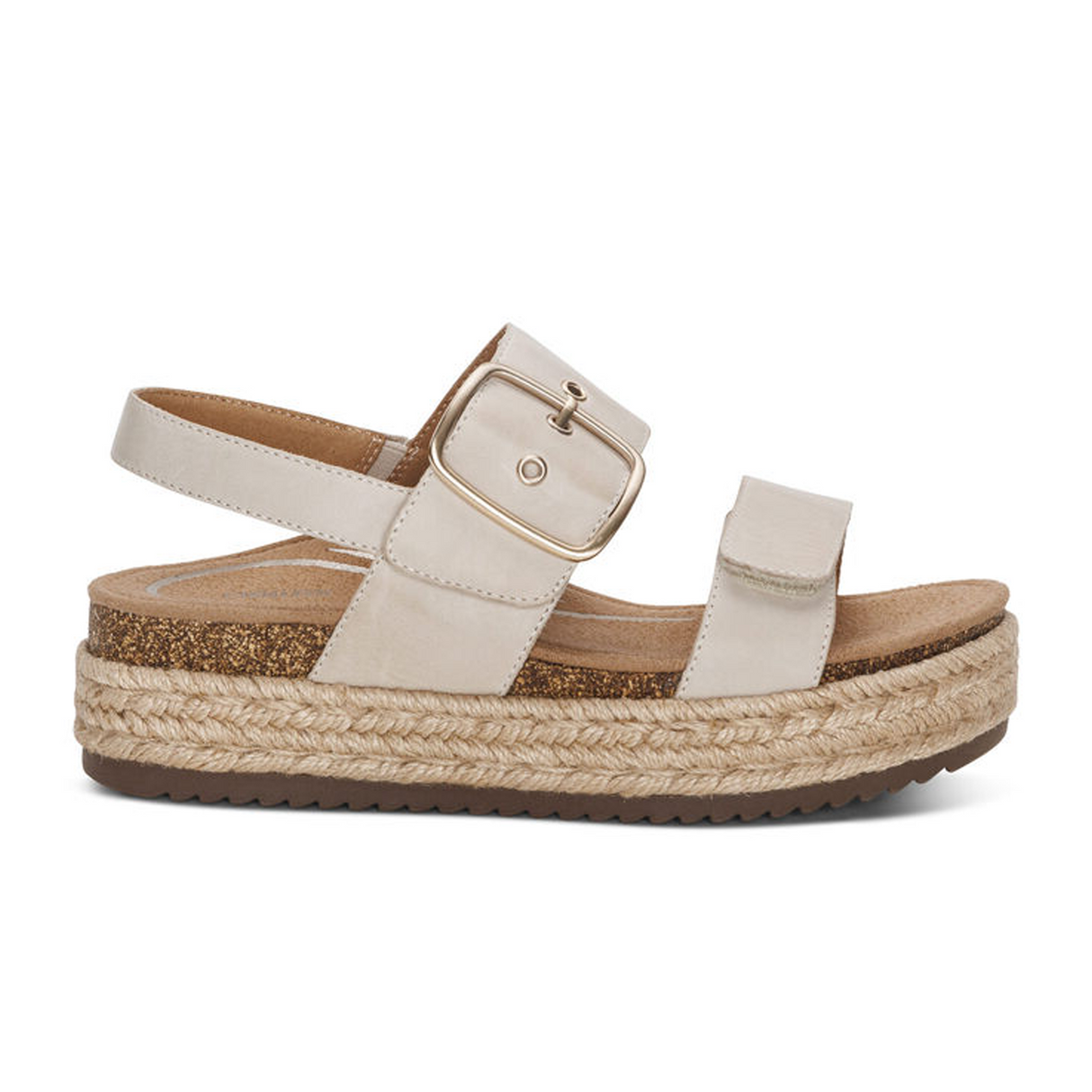 Aetrex Vania Platform Sandal (Women) - Cream Sandal - Backstrap - The Heel Shoe Fitters