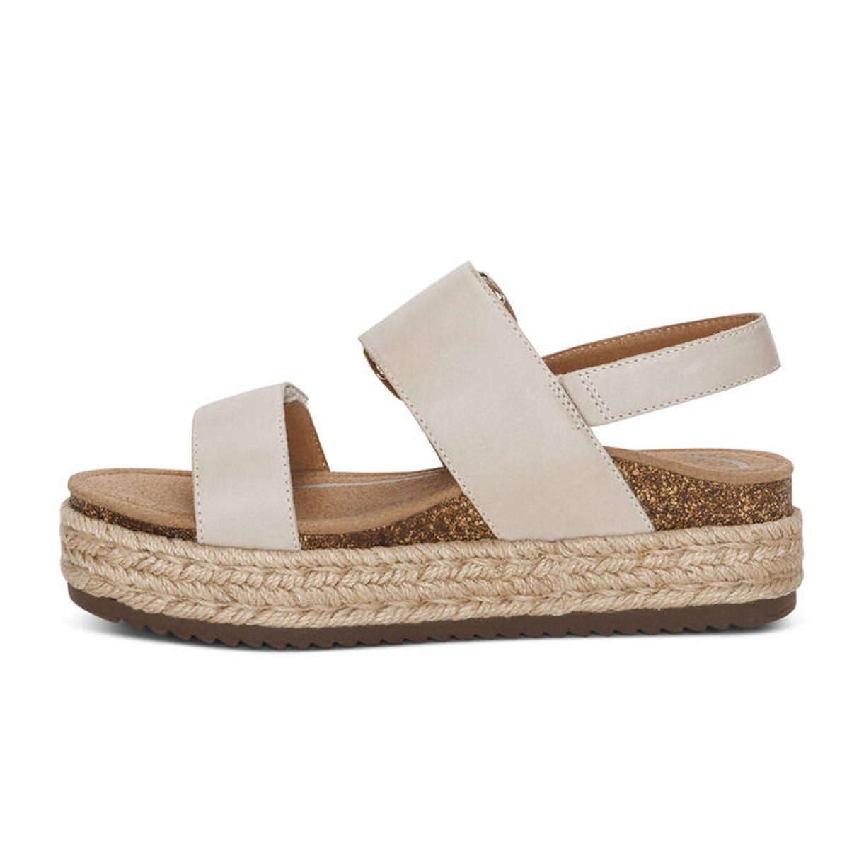Aetrex Vania Platform Sandal (Women) - Cream Sandal - Backstrap - The Heel Shoe Fitters