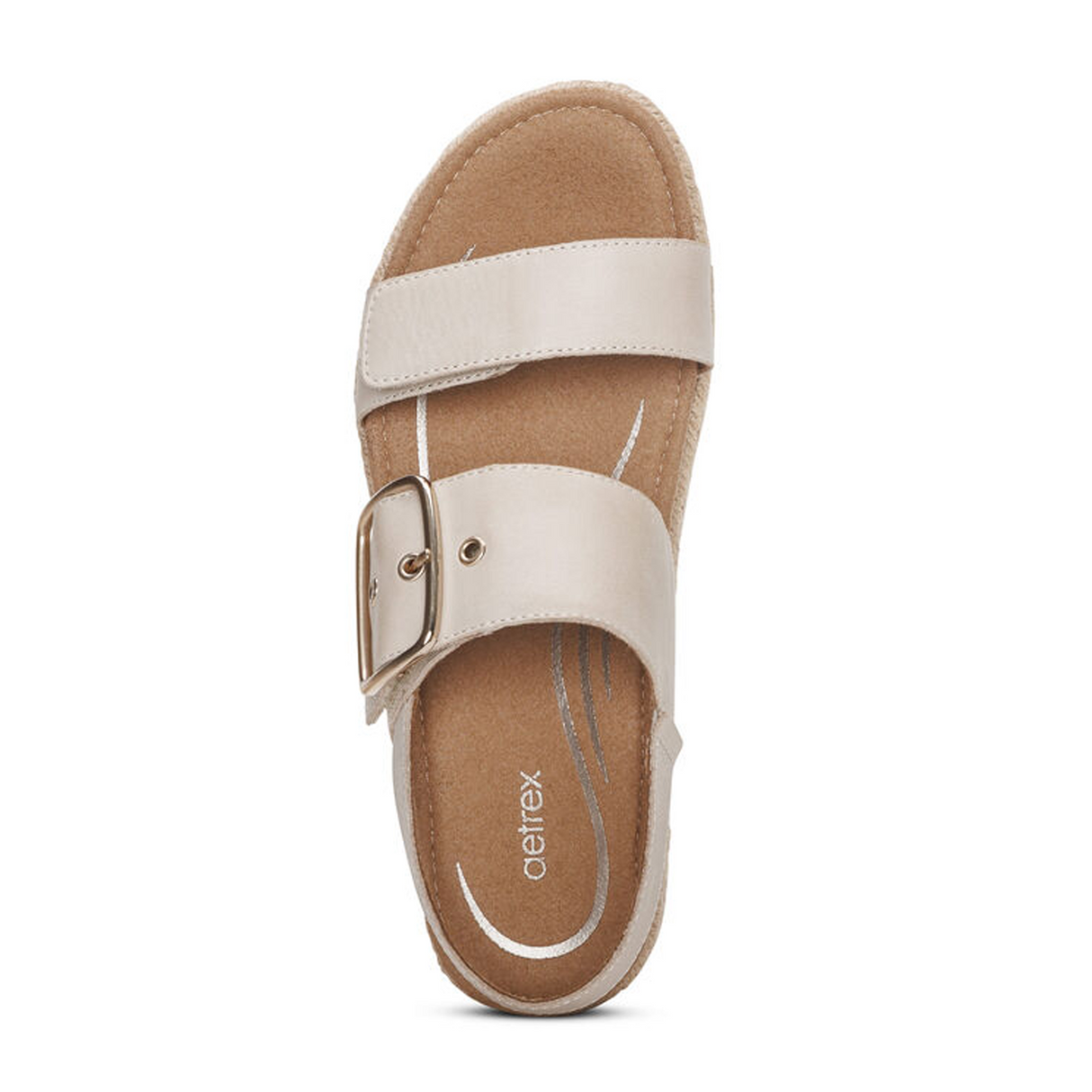 Aetrex Vania Platform Sandal (Women) - Cream Sandal - Backstrap - The Heel Shoe Fitters