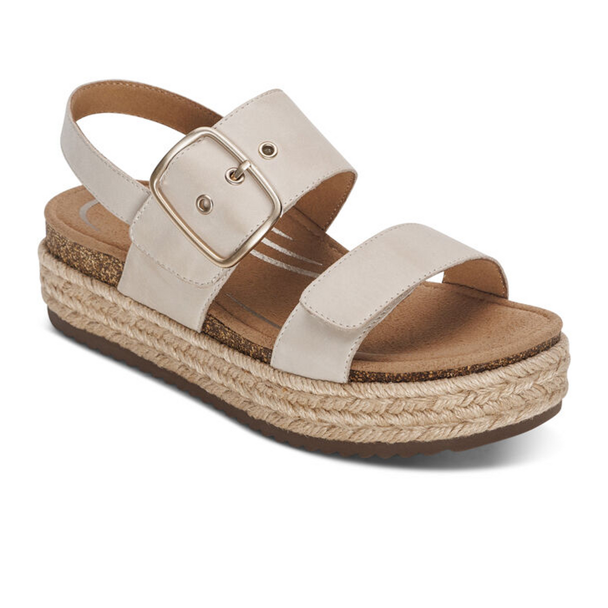Aetrex Vania Platform Sandal (Women) - Cream Sandal - Backstrap - The Heel Shoe Fitters