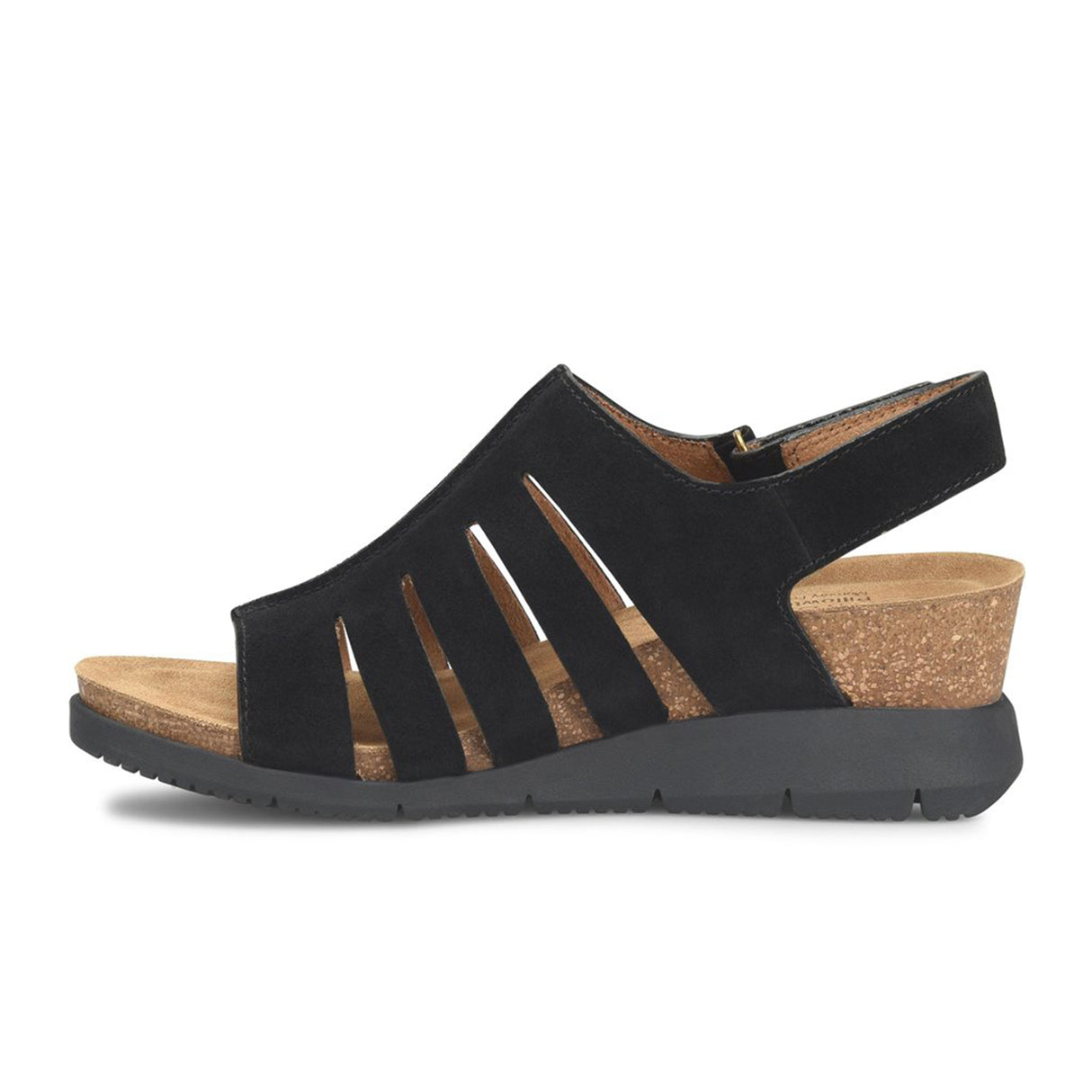 Comfortiva Scottie Wedge Sandal (Women) - Black Cow Suede Sandal - Heel/Wedge - The Heel Shoe Fitters