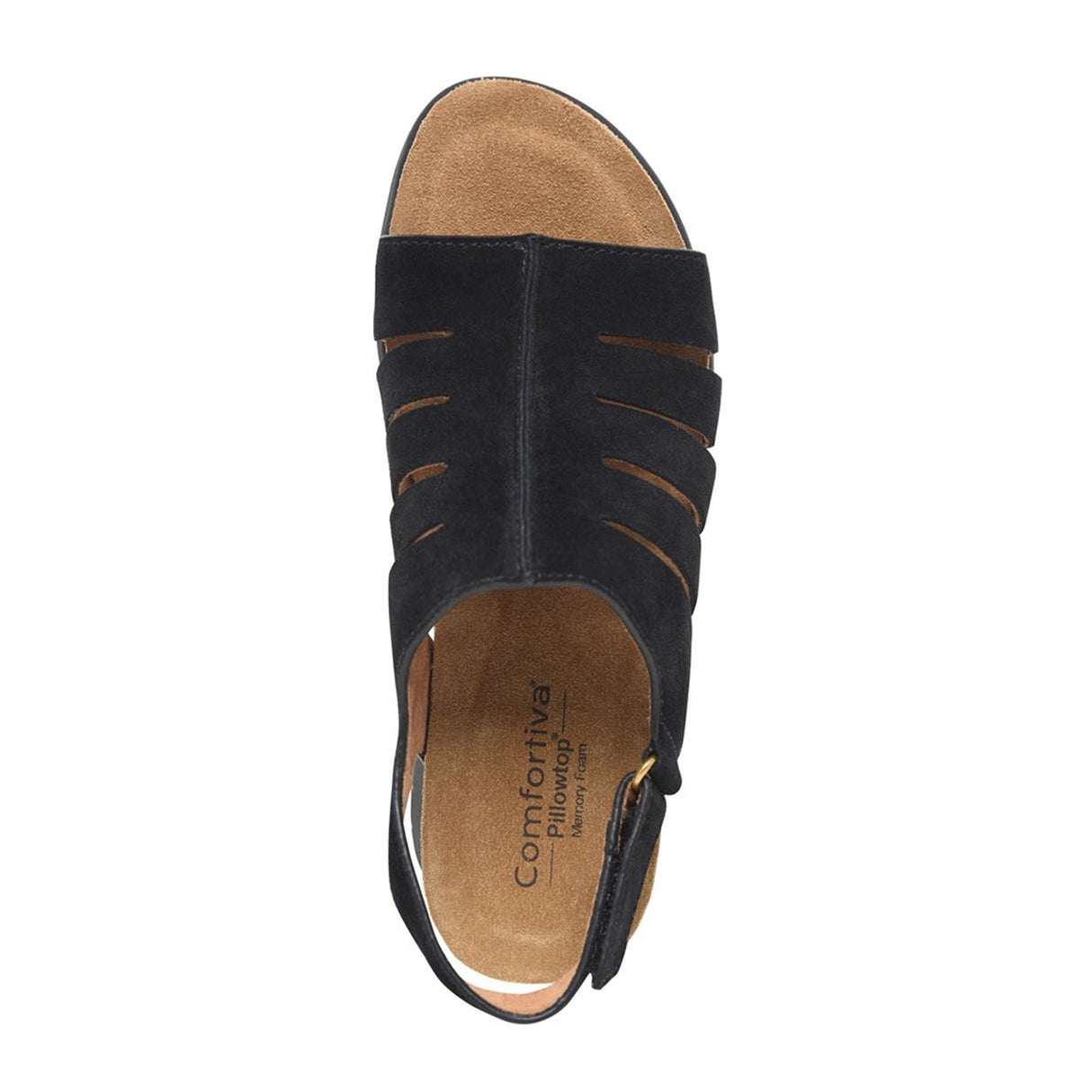 Comfortiva Scottie Wedge Sandal (Women) - Black Cow Suede Sandal - Heel/Wedge - The Heel Shoe Fitters