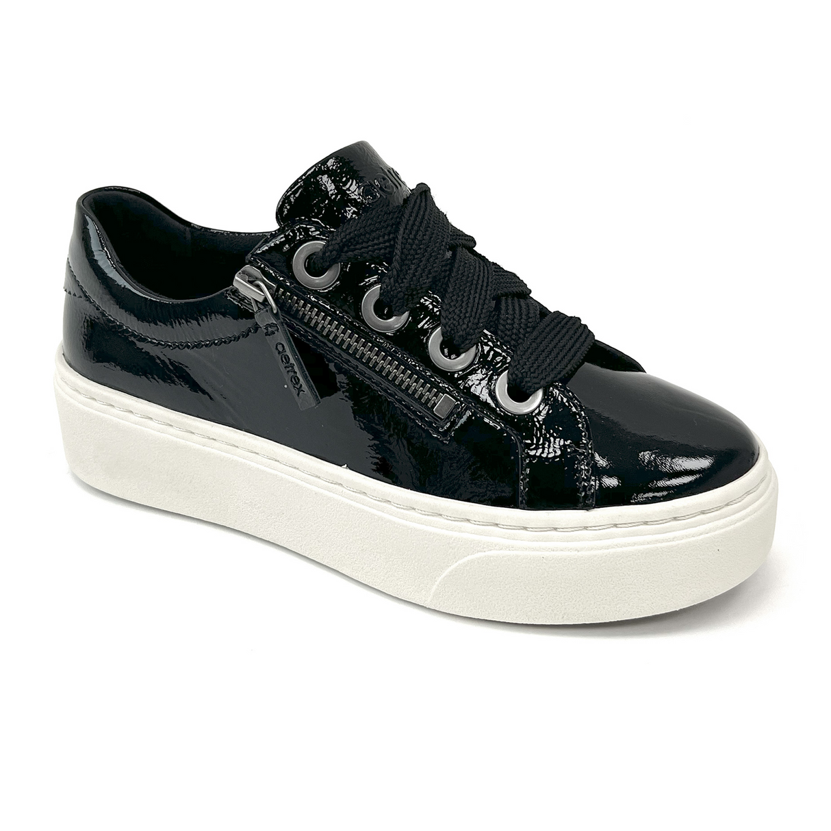 Aetrex Aubrey Sneaker (Women) - Black Patent Athletic - Casual - Lace Up - The Heel Shoe Fitters