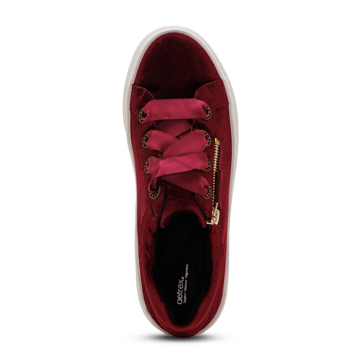 Aetrex Aubrey Platform Sneaker (Women) - Burgundy Velvet Athletic - Casual - Lace Up - The Heel Shoe Fitters