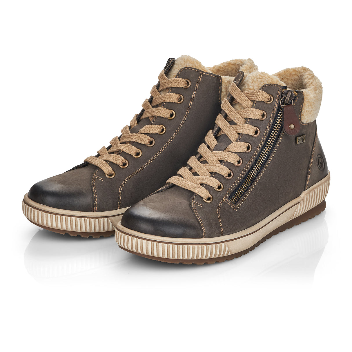 Remonte Maditta D0770 Ankle Boot (Women) - Smoke/Beige/Brown Athletic - Casual - Lace Up - The Heel Shoe Fitters