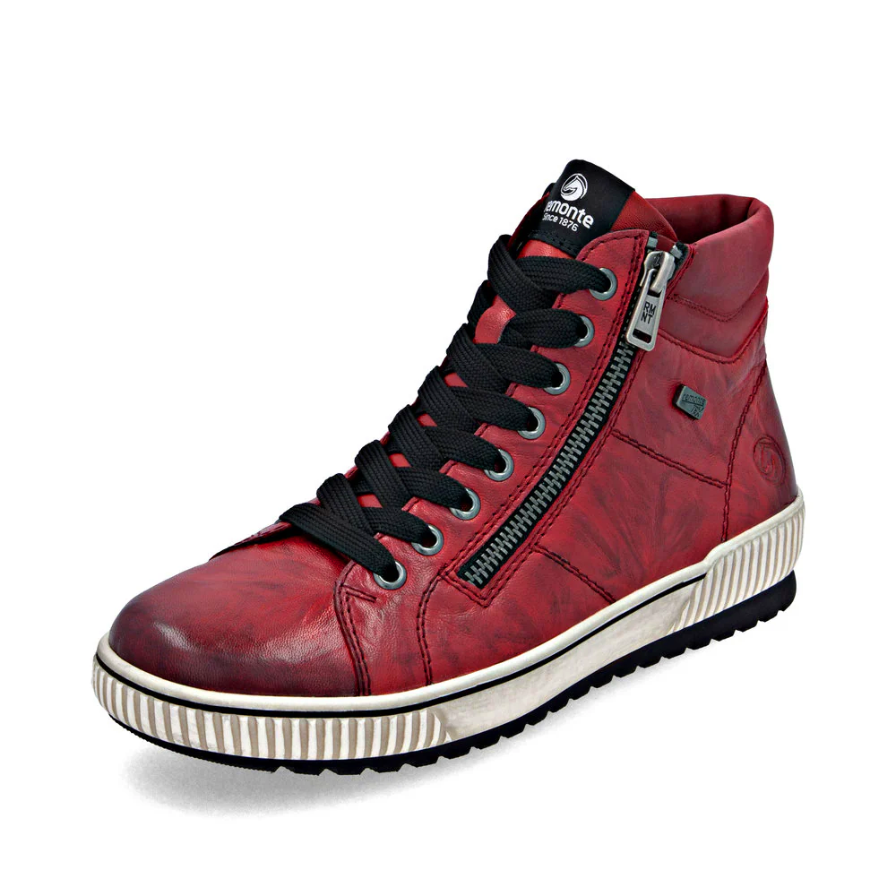 Remonte D0772 Maditta Sneaker Boot (Women) - Mohn/Rot Athletic - Casual - Lace Up - The Heel Shoe Fitters