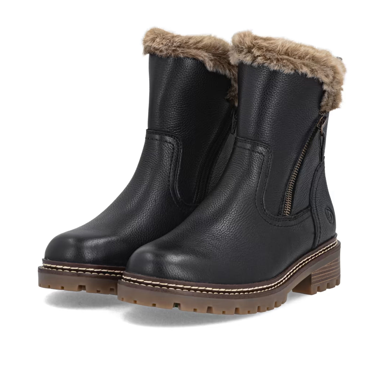 Remonte D0B83 Stefanie Boot (Women) - Schwarz/Steppe Castor Boots - Casual - Mid - The Heel Shoe Fitters